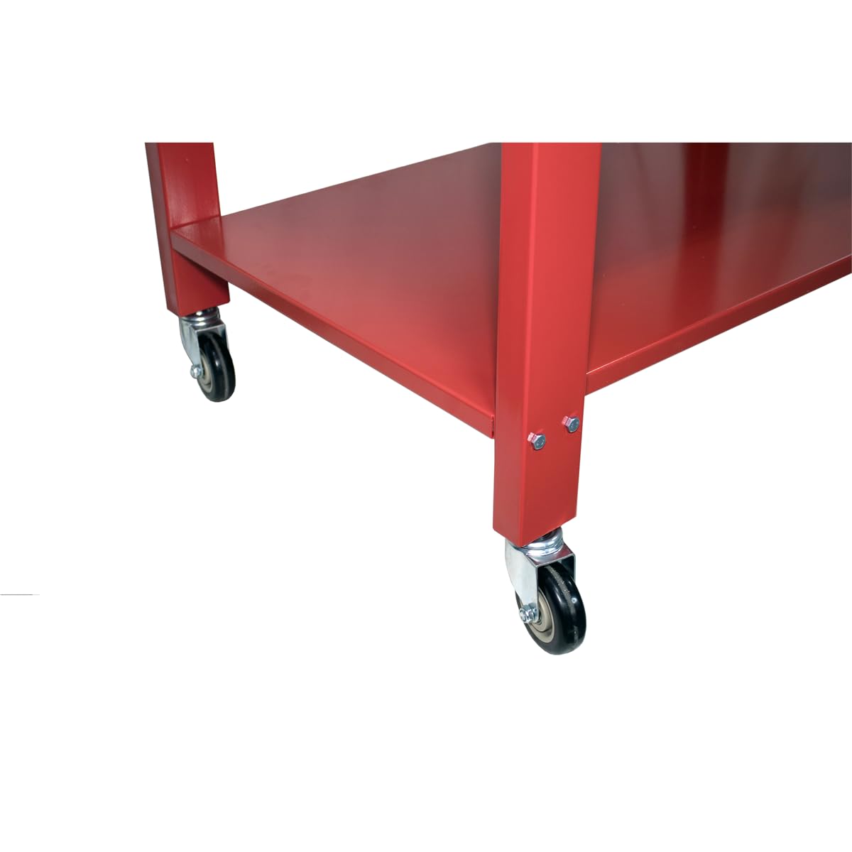 K Tool International 75109 48" x 32" Tear Down Table for Garages, Repair Shops and DIY, 31" Height, Raised Edges, Offset Drain, 3-Gallon Drain Pan, Lockable Storage Drawer, 4" Swivel Casters, Red