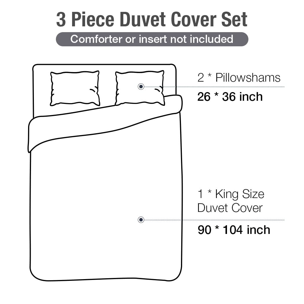 Lekesky Reversible Duvet Cover King Size, Navy Blue White Branch Comforter Cover King 3pcs Microfiber Botanical Bedding Set with Zipper Closure Corner Ties