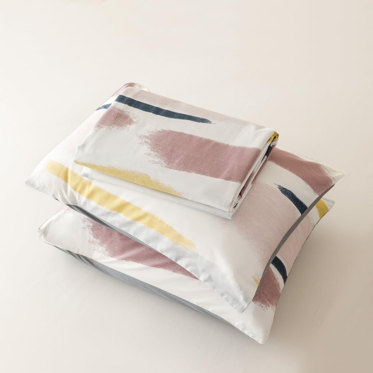 SUSYBAO Reversible Striped Duvet Cover Queen 100% Cotton 3 Pcs Set 1 Artistic Graffiti Geometric Duvet Cover with Zipper Ties 2 Pillowcases Aesthetic Abstract Blue Yellow Stripe Bedding Set Soft