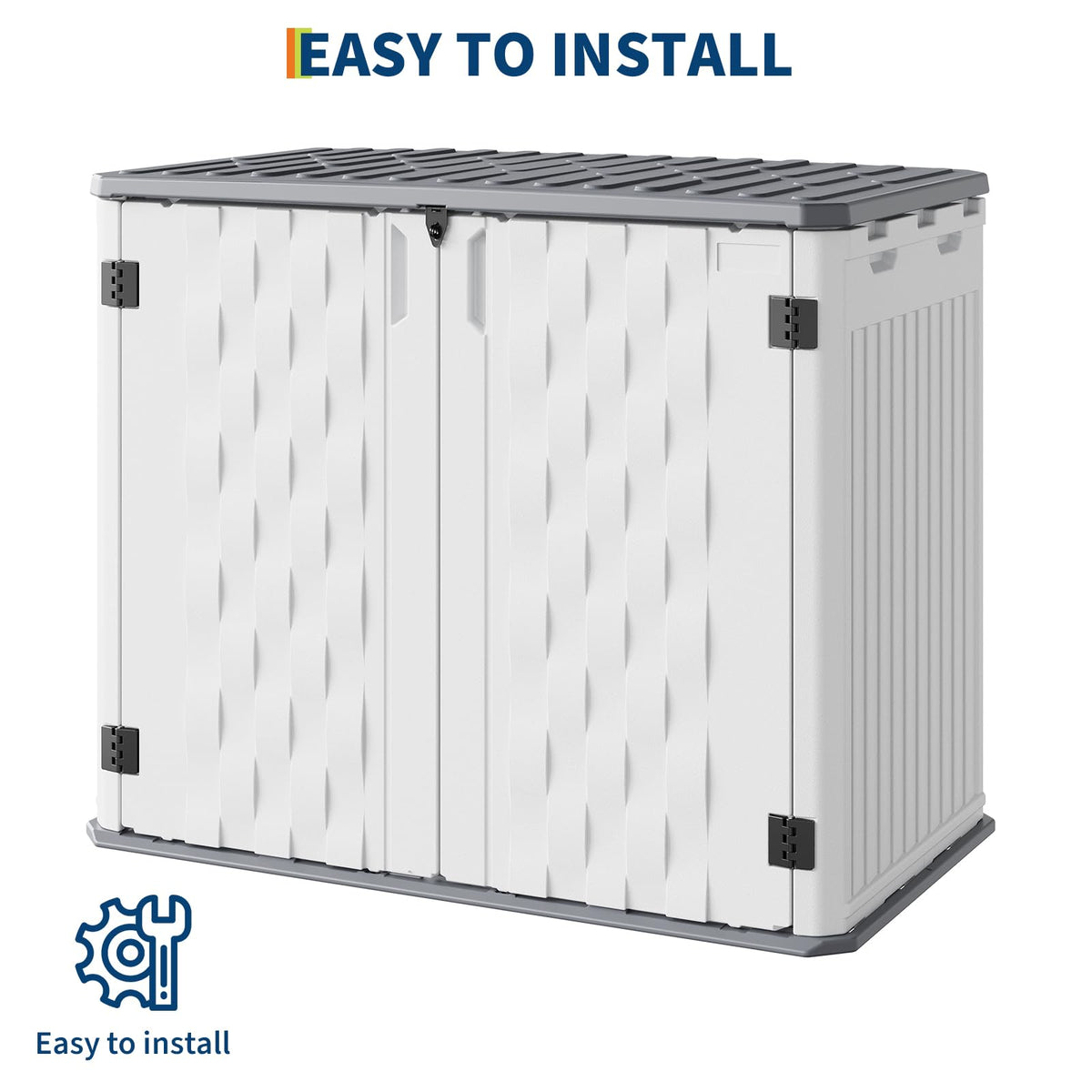 35 Cu ft Outdoor Storage Cabinet, Waterproof Outdoor Resin Storage Box, Outdoor Trash Can Storage for Patio Tools, Sofa Cushion, Lawn Mower and Garbage Cans