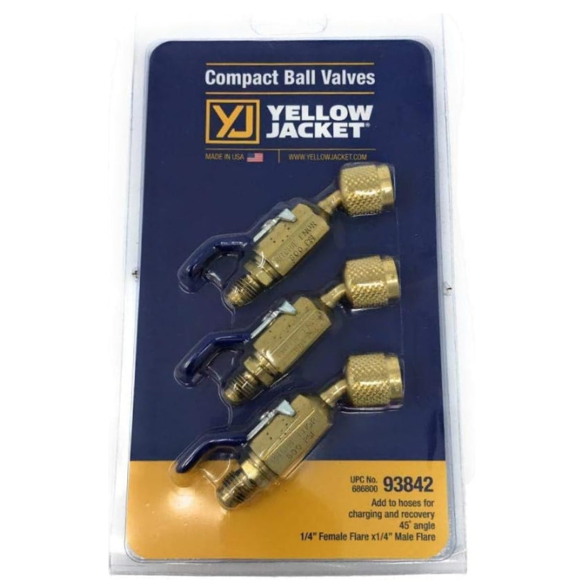Ball Valve Adapter, 1/4 in MxF, 45 Deg, PK3