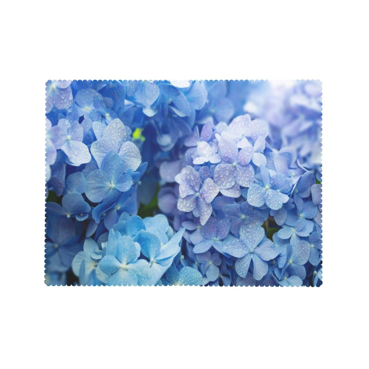 DRAVVIX Blue Hydrangea Flower Rectangular Tablecloth Floral Table Cloth with Wavy Lace Decoration Polyester Table Cover for Dining, Parties 54x72 inch