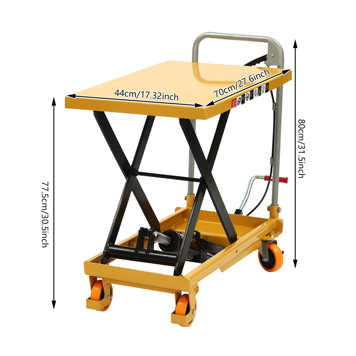 500lbs Hydraulic Lift Table Cart, Double Scissor Lift Table with Non-Slip Pad & Safety Guard for Material Handling & Transportation