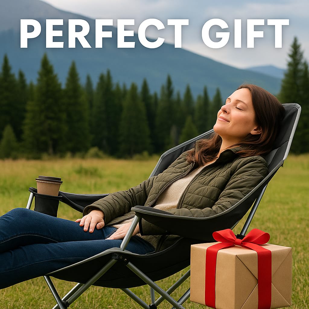 Moose Medoz Hammock Camping Chair โ Folding Swing Chair with Headrest & Cup Holder, 300 lbs Support, Breathable Mesh, Portable & Lightweight for Outdoor, Camping, Fishing, Patio & Travel