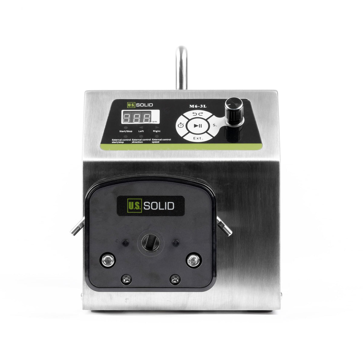 U.S. Solid Industrial Peristaltic Pump, 1-Channel 0.211-3600 mL/min, 0.1-600 RPM, RS232 Control, Servo Motor Dosing Pump with SS Housing, Includes 15# 24# 35# 36# Silicone Tubing & Connectors