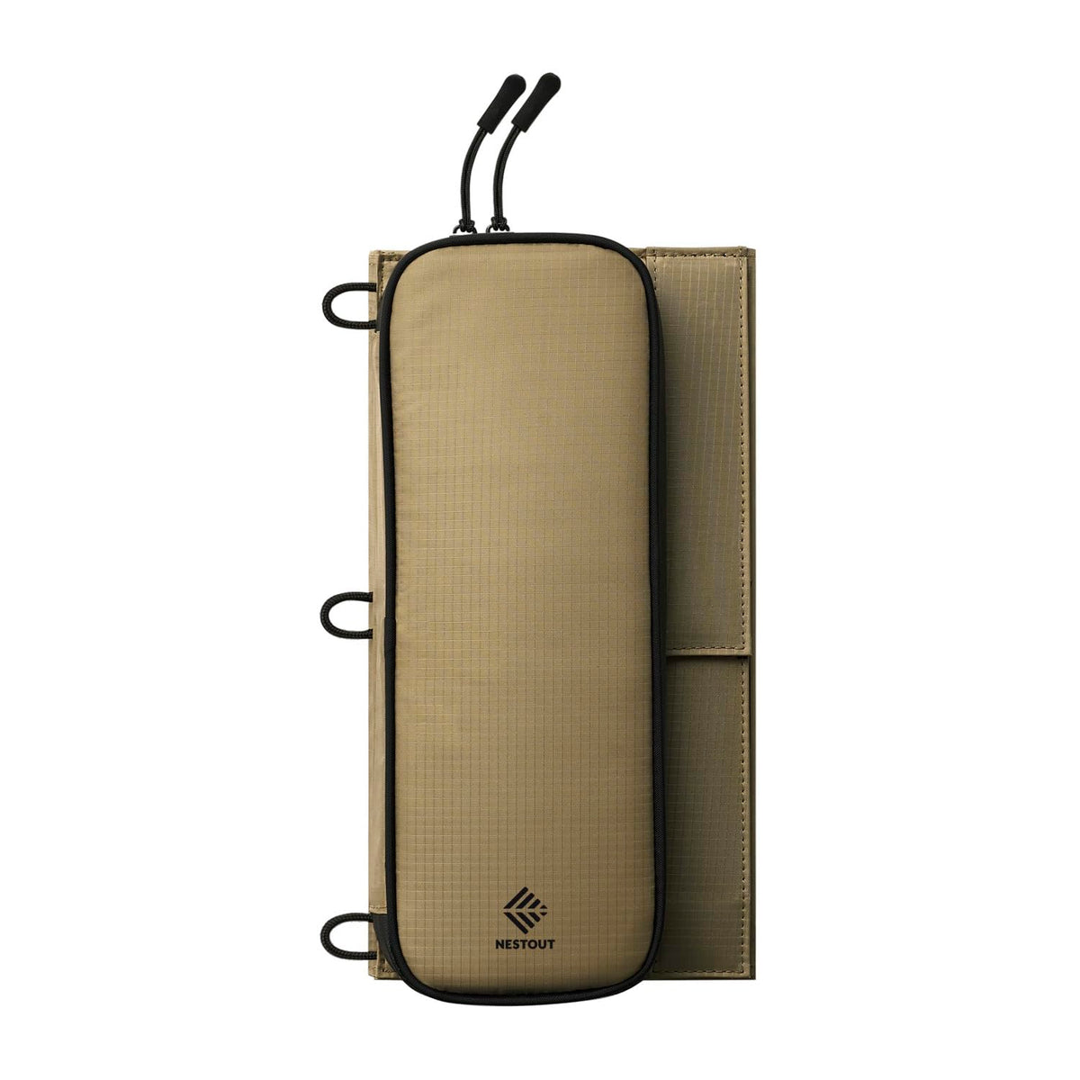 NESTOUT Portable Solar Panel, USB-C and USB-A Ports, 14W Solar Charger for Camping, Water Repellent Ripstop Nylon, Foldable Compact Design, Digital Ammeter, Adjustable Stand, Beige (2 Panel)