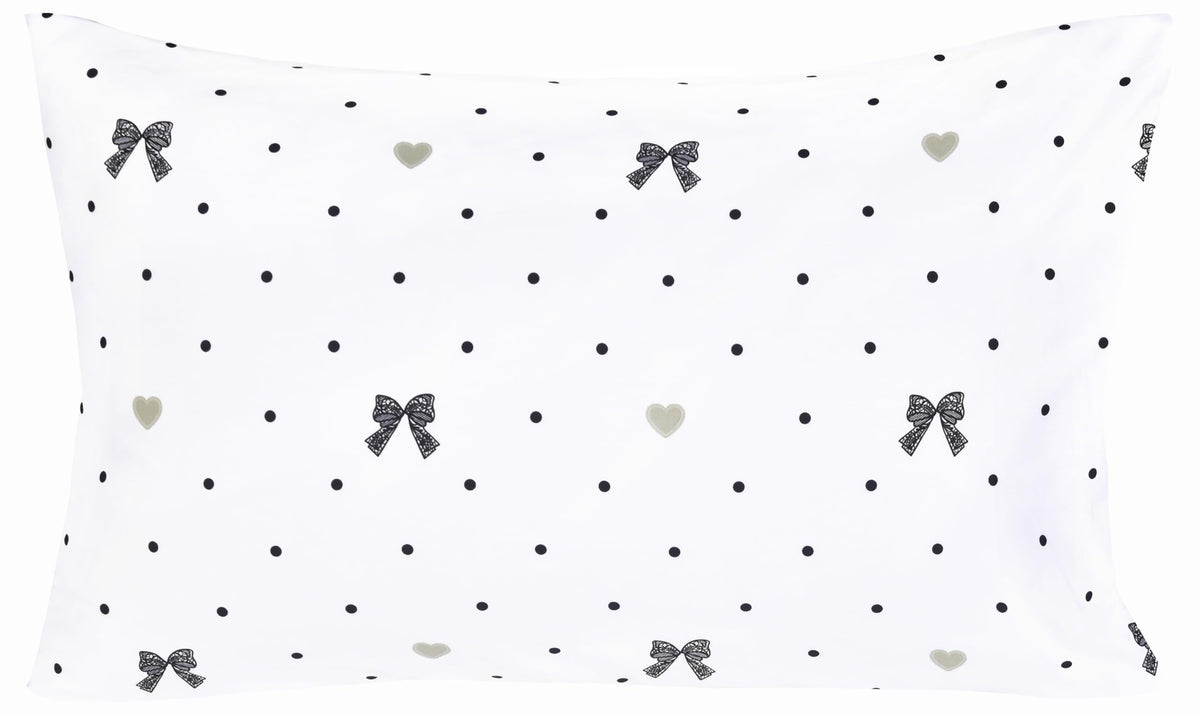 Scientific Sleep Lace Bow Bowknot Black Dot 100% Cotton 4 Pcs Full Bed Sheet Set Kids Boys Girls Teens, Flat Sheet & Fitted Sheet & Pillowcase Kids Bedding Set (Bow, Full)