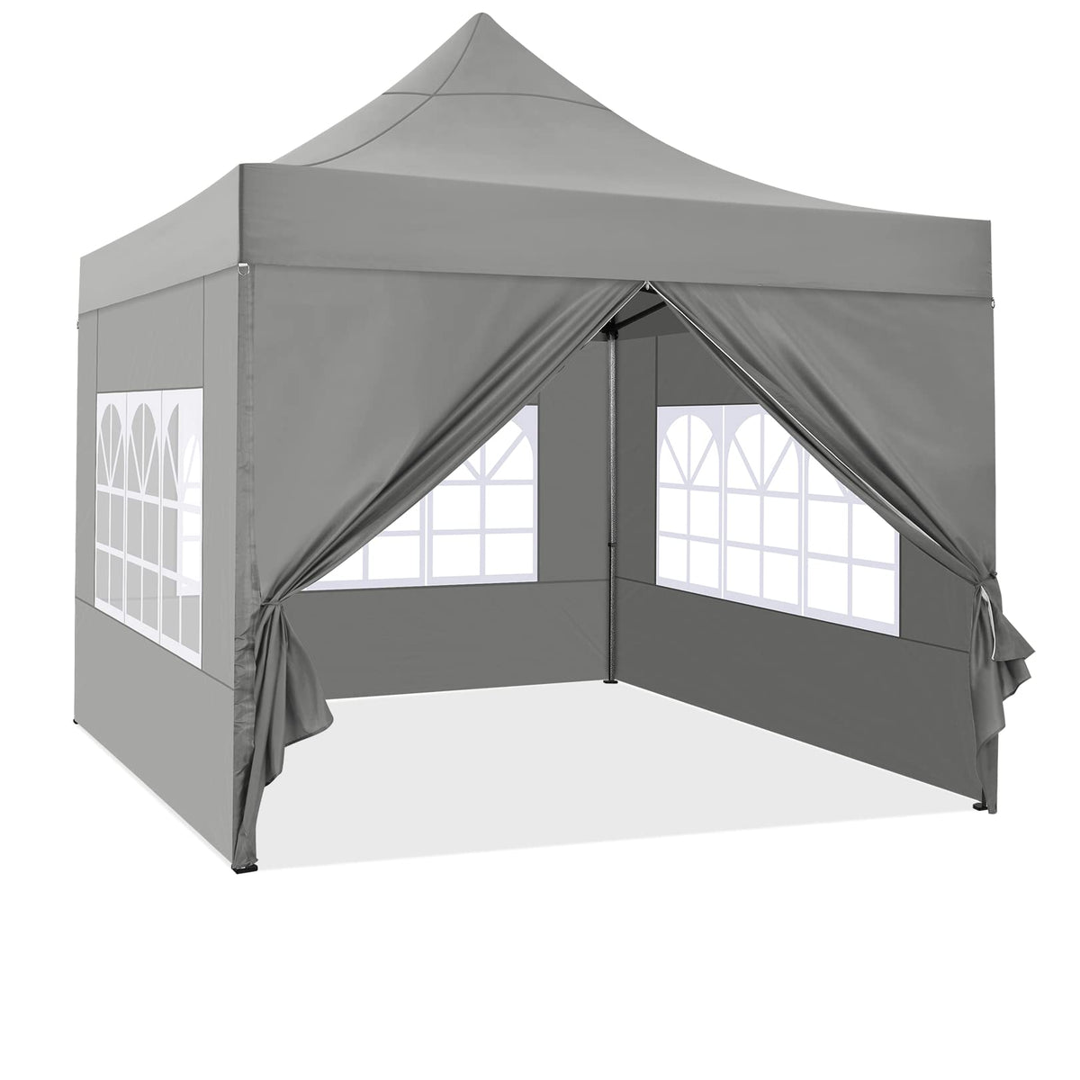 COBIZI 10x10 Pop Up Canopy with 4 Sidewall,Heavy Duty Canopy UPF 50+ All Season Wind Waterproof Commercial Outdoor Wedding Party Tents for Parties Canopy Gazebo with Roller Bag(10 x 10 ft Gray)