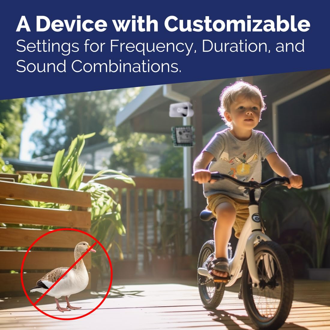 Bird-X GooseBuster, Sonic Goose Decoy Device with 4 Speakers, Uses Naturally-Recorded Sounds, Easy to Install, Covers up to 7 Acres, 500–1500 Hz Frequency