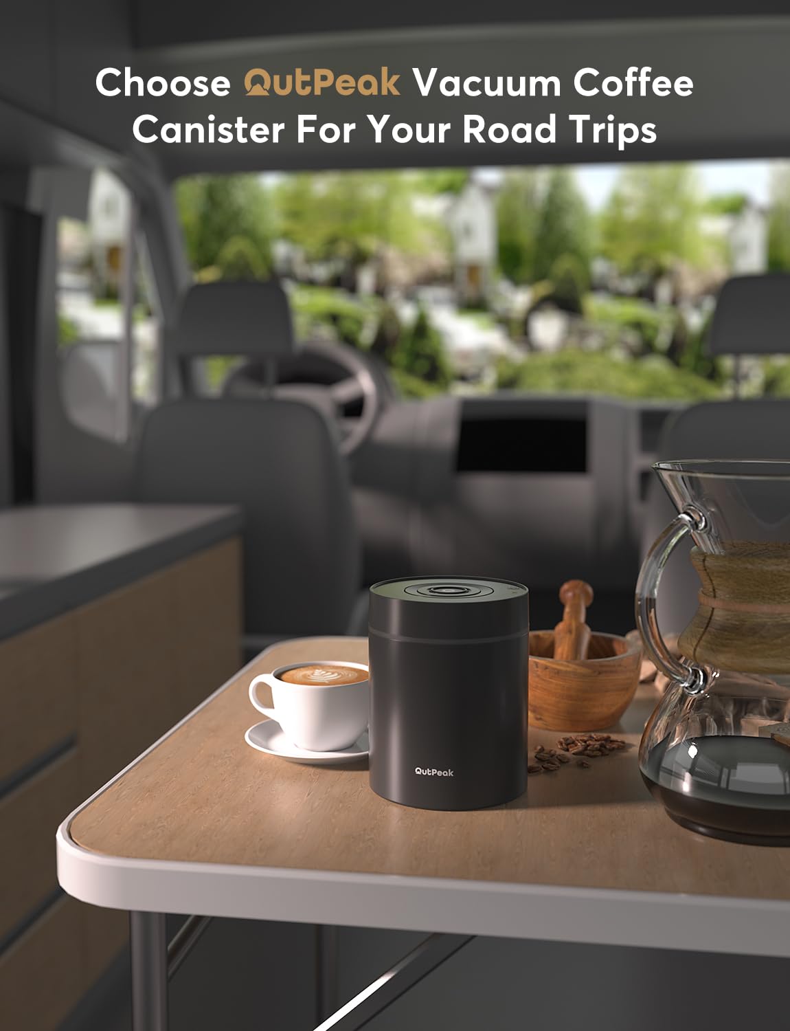 OUTPEAK Kilo Auto Vacuum Coffee Canister: 1.5L for 17.6oz, 1.35L for 14oz Coffee Beans