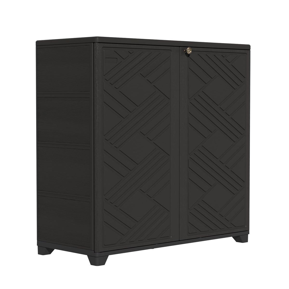 ZZM Indoor/Outdoor Storage Cabinet Waterproof, 34"x15"x34" Plastic Outdoor Storage Box for Garden Balcony Bathroom, All Weather Outdoor Storage Clearance, DIY Usage, with 2 Shelf (Black)