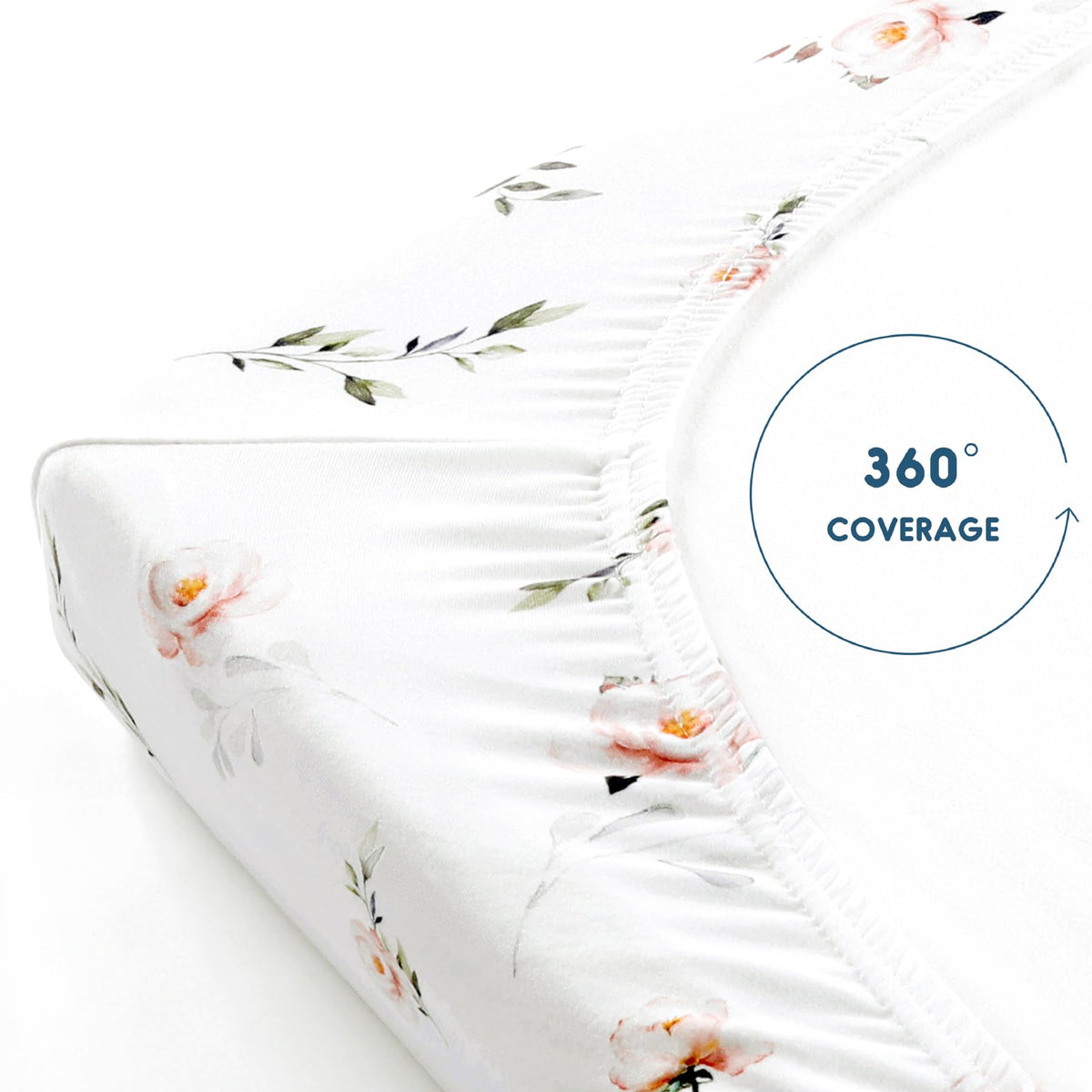 GRSSDER Stretchy Ultra Soft Jersey Knit Pack and Play Sheets 2 Pack, Portable/Mini Crib Sheets Universal Fitted for Playpen Mattress Safe and Snug, Beautiful Pink Floral and Cute Animals Print