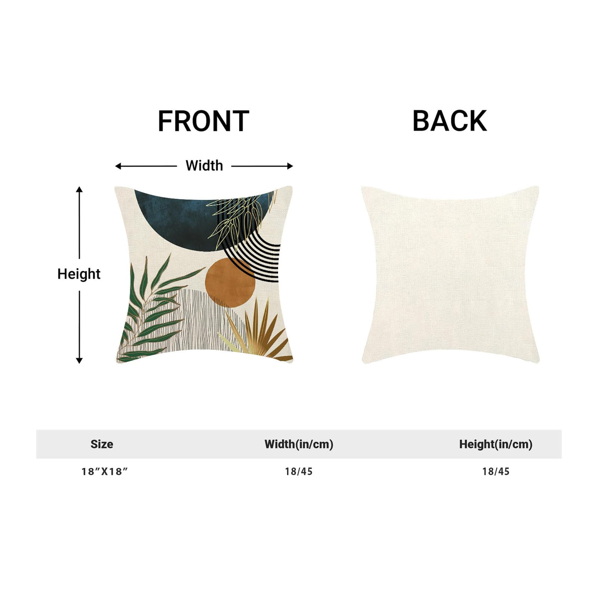 Boho Pillow Covers 18x18 Set of 2 Green Gold Navy Blue Throw Pillow Covers Outdoor Decoration Mid Century Bohemian Style Tropical Leaf Pillowcase Farmhouse Decorative Cushion Case For Home Sofa