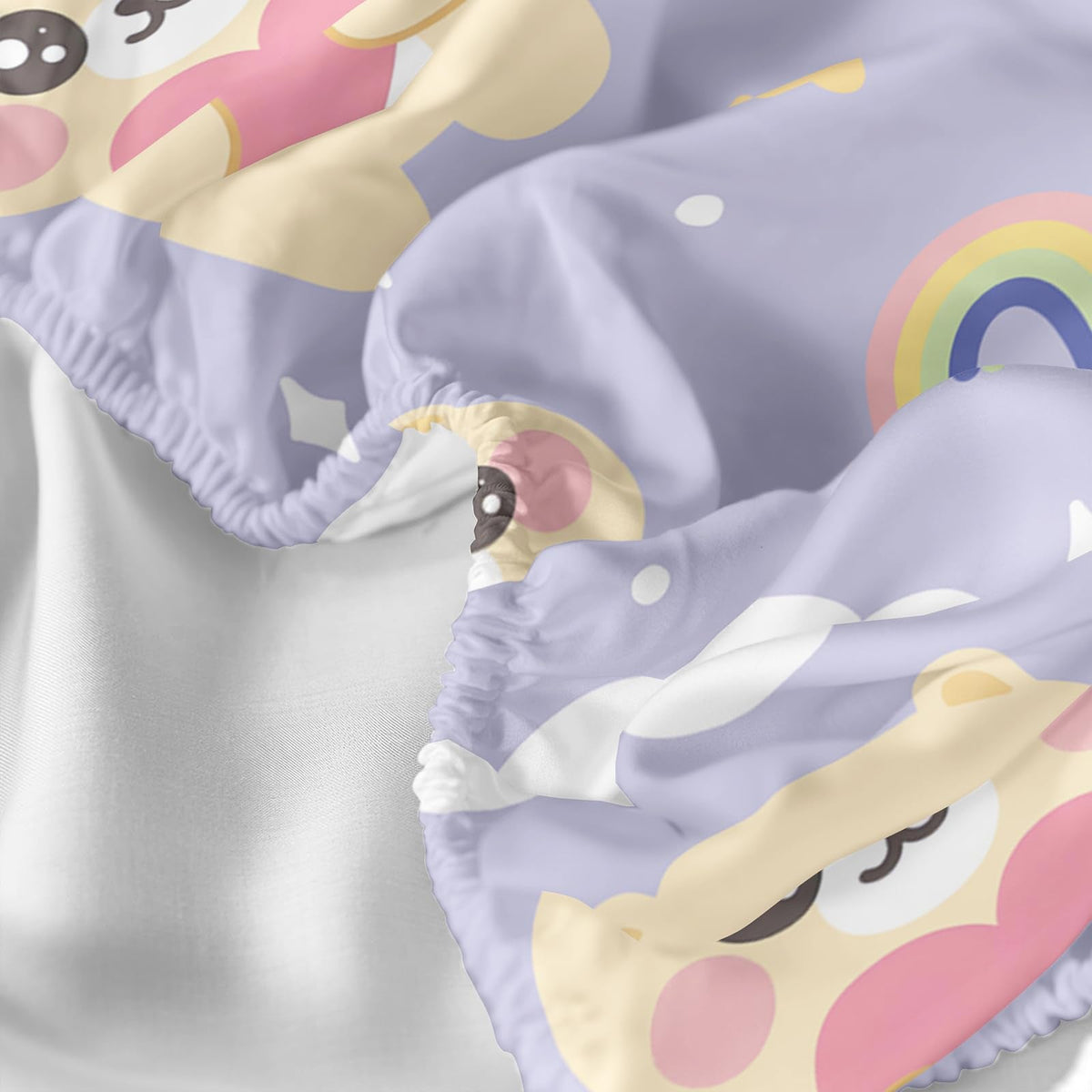QOOMO Kawaii Kids Sheets Twin Size,Kawaii Bear 16" Deep Pocket Bed Sheet Set,Milk Printed Bedroom Decor Sheet Set Soft and Breathable for Girls/Kids/Teens,Twin Size
