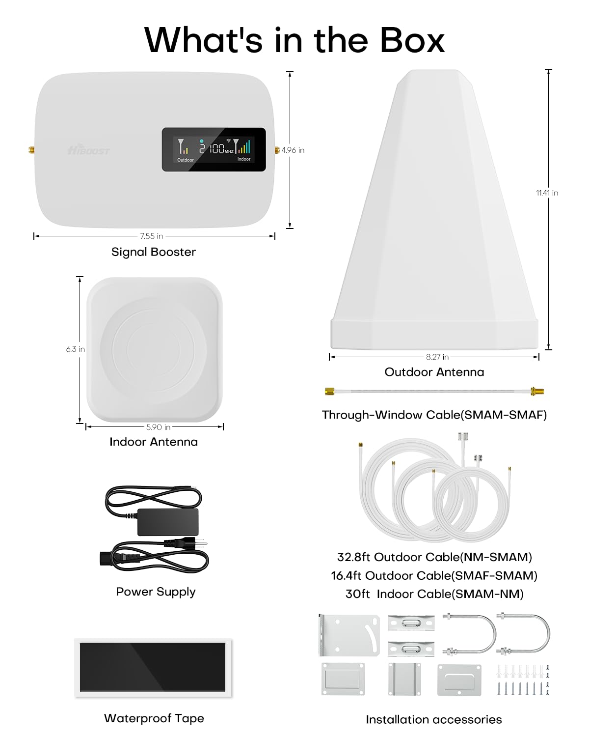 Cell Phone Booster for Home Office | Up to 2500 Sq Ft | Cell Phone Signal Booster Boosts 5G, 4G LTE for All U.S. CarriersโVerizon, AT&T, T-Mobile&More | HD Display | App Support | FCC Approved