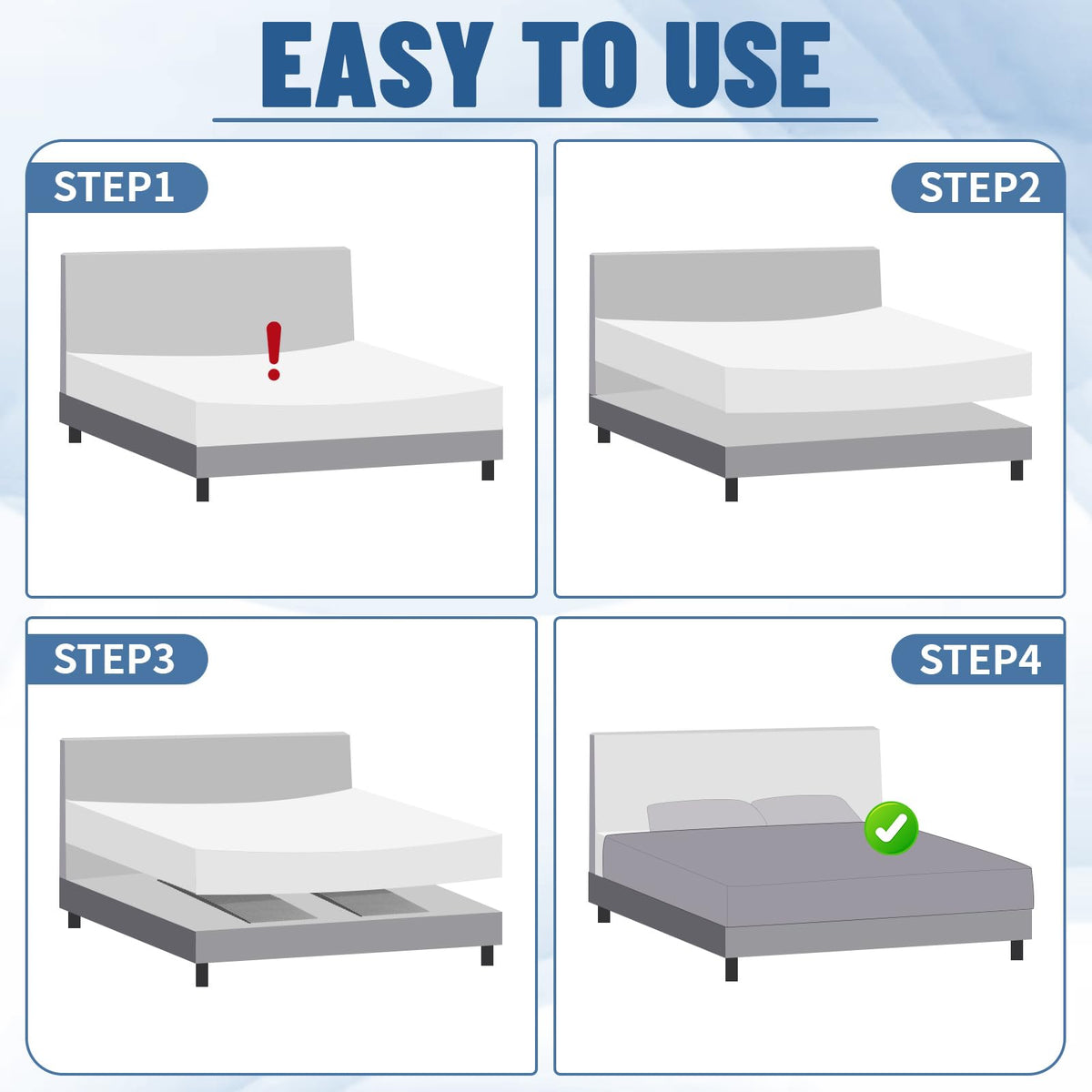 Geelin 2 Pcs Sagging Mattress Support Pads, High Density Foam Mattress Dip Fixer for Under Bed Support, 47"x25"x2" Targeted Firming Insert for Sinking Bed, Sofa Cushion Repair