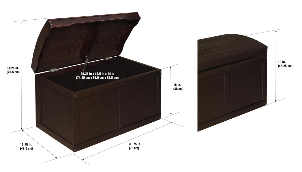 Badger Basket Hardwood Safety Hinge Barrel Top Toy Storage Chest, Espresso, 17x19 Inch (Pack of 1) (01345)