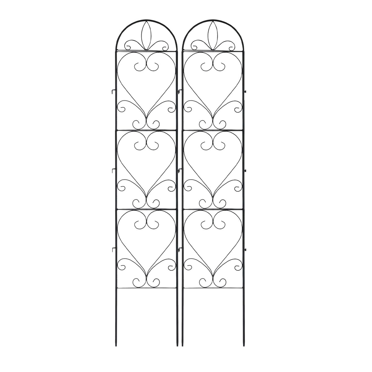 XYCCRX 2PCS Metal Garden Trellis for Climbing Plants Outdoor, Heavy-Duty Cucumber Tomato Trellis for Raised Garden Bed, Decorative Wrought Iron Trellis Arch for Wedding Party Decor