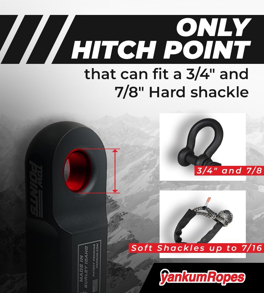 Yankum 2" Hitch Recovery Point ā Heavy Duty Hitch Shackle Mount for Off-Road Recovery, Fits 3/4" & 7/8" Shackles, Tow Hitch for Jeep, Truck & SUV, Made in USA
