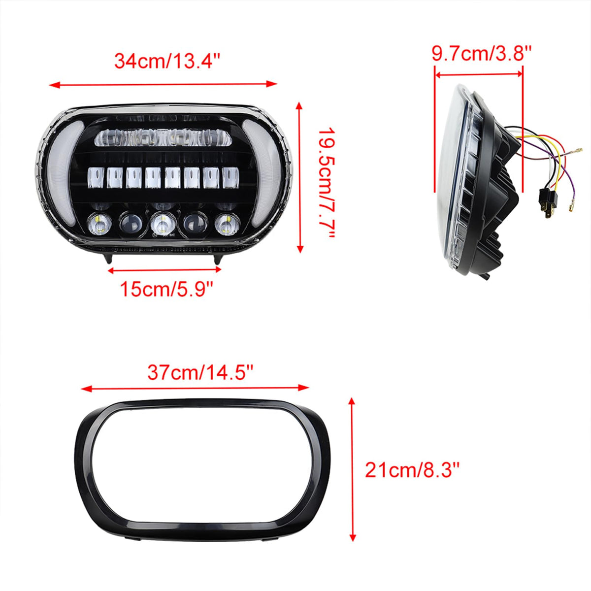 Dual LED Headlights fo Road Glide 2004-2013,White DRL Lights LED Headlamp Front Lamp with High Low Beam Turn Signal Lights for Harley Touring Road Glide 2004-2013 Accessories