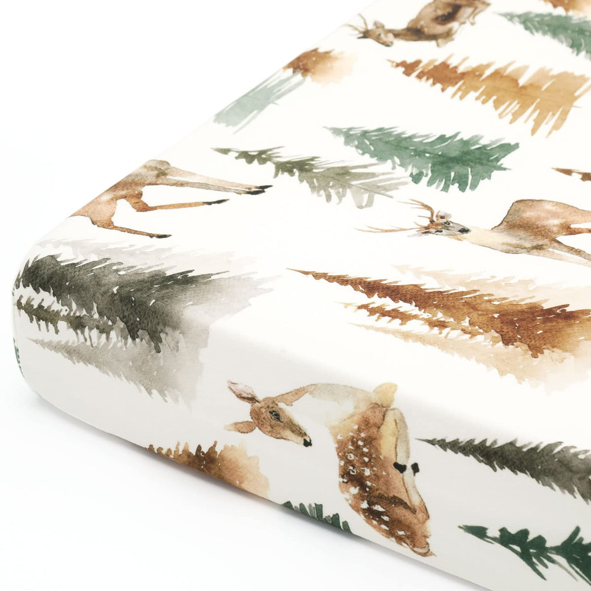 Stretchy Ultra Soft Jersey Knit Fitted Pack n Play Sheets Set 2 Pack, Portable/Mini Crib Sheets with Deep Pocket, Fitted Playard Mattress Safe and Snug, Stylish Watercolor Deer and Leaves