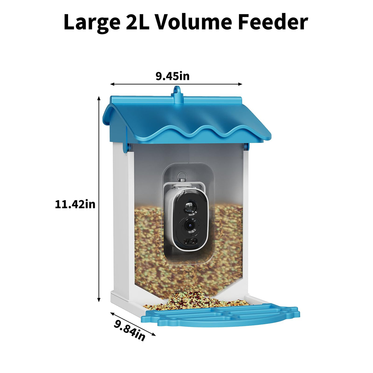 Garvee Smart Bird Feeder with 2K Camera & AI Recognition - Solar Powered, 2L Capacity, Night Vision, App Alerts, for Bird Watching, Squirrel Deterrent Function