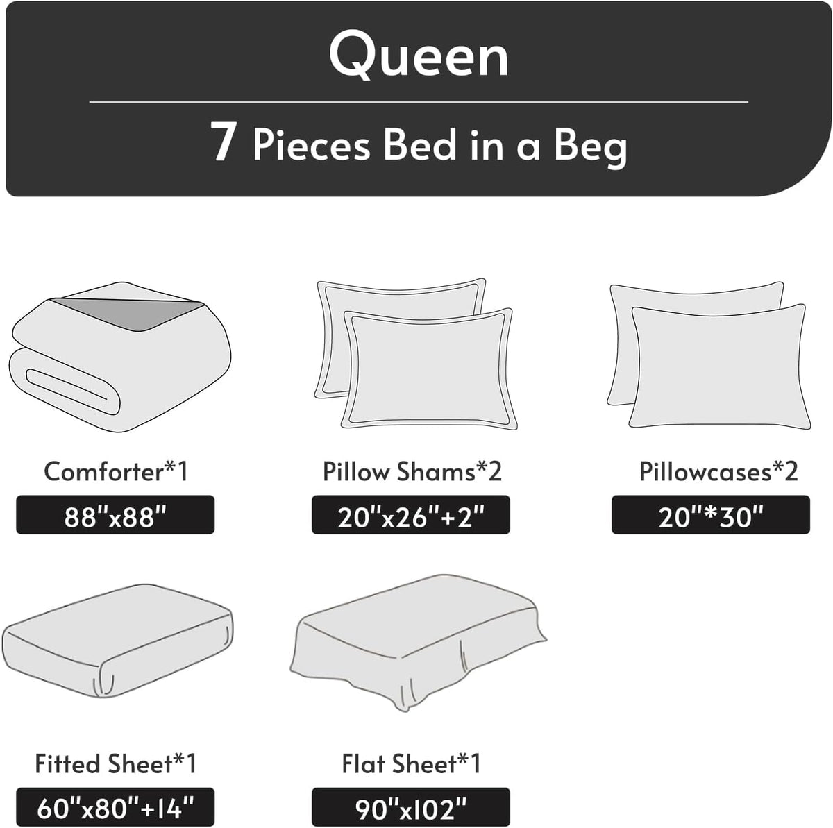 MUXHOMO Bed in a Bag Queen 7 Pieces, Queen Comforter Set Reversible Bohemian Botanical Flowers Design, Ultra Soft & Breathable Bedding Sets with Comforter, Sheets, Pillowcases & Shams