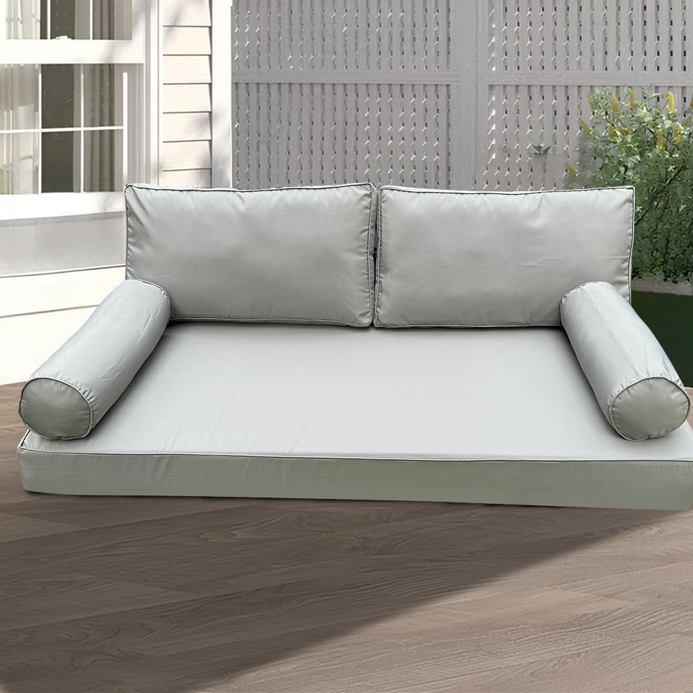 YAQSFGRZ Outdoor Daybed Cushion Cover Twin,Daybed Mattress Bolster Pillow Fitted Sheet Cover,Twin Size Outdoor Daybed Cushion Cover(Cover ONLY Size 6" D x 75" W x 39" H, Earth Yellow