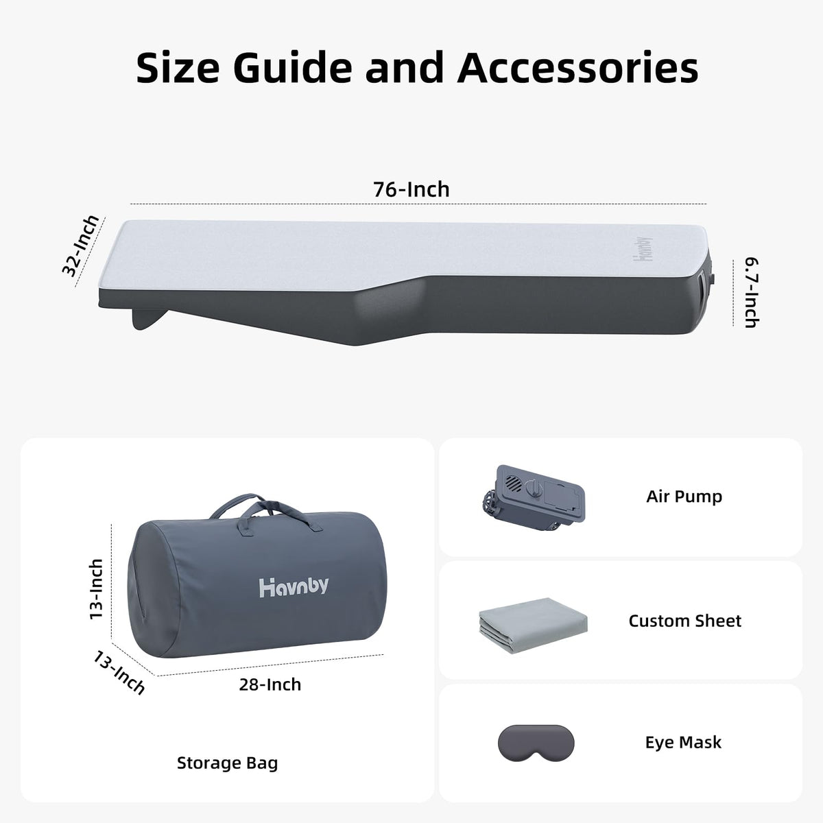 Havnby FlatCore Backseat Solo Mattress for Tesla Model Y, Wedge Design & 6.7-Inch Hybrid Support for Flat Car Bed, Portable Camping Mattress w/Built-in Pump for Campers, Hiking, Nap, Road Trip