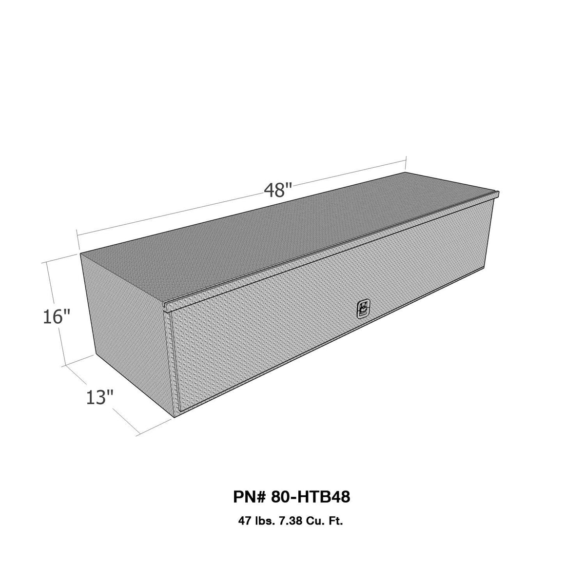 Brute 80-HTB48 Pro Series HD Top Sider 13" x 48" Polished Aluminum Tool Box with Flip Up Door