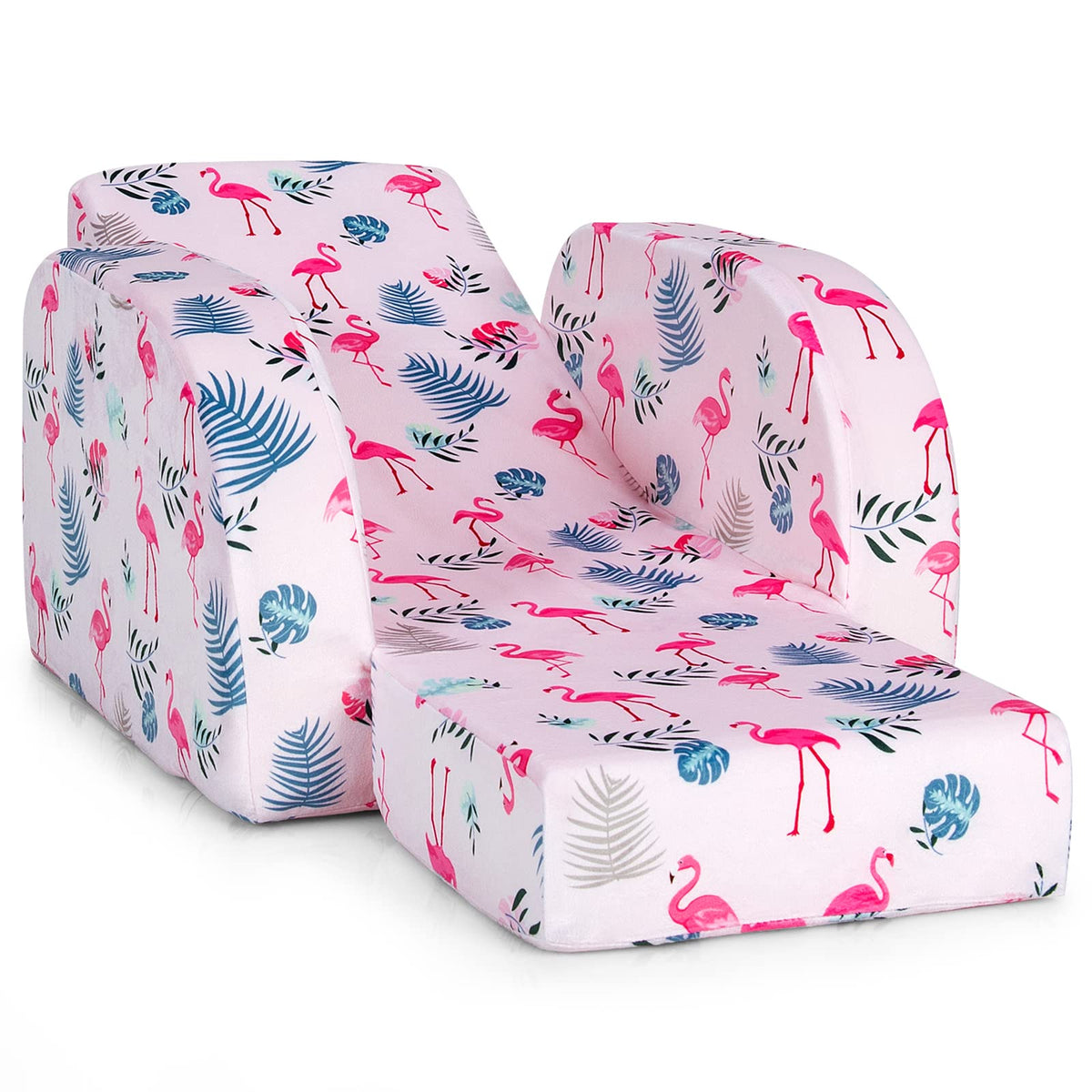 HONEY JOY Kids Sofa, 3-in-1 Convertible Children Folding Sofa & Comfy Flip Open Lounger Chair for Play, Foam Toddler Couch Fold Out, Gift for Boys Girls (Pink)