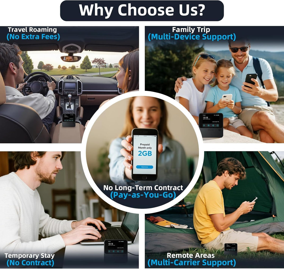 FREEBOT Mobile Hotspot - 4G LTE Portable WiFi for Travel in 150+ Countries, Pocket WiFi Router 10-Device, 5000mAh Battery & No Contract/SIM, 5GB Global (90 Days) for Business, Trips & Outdoors