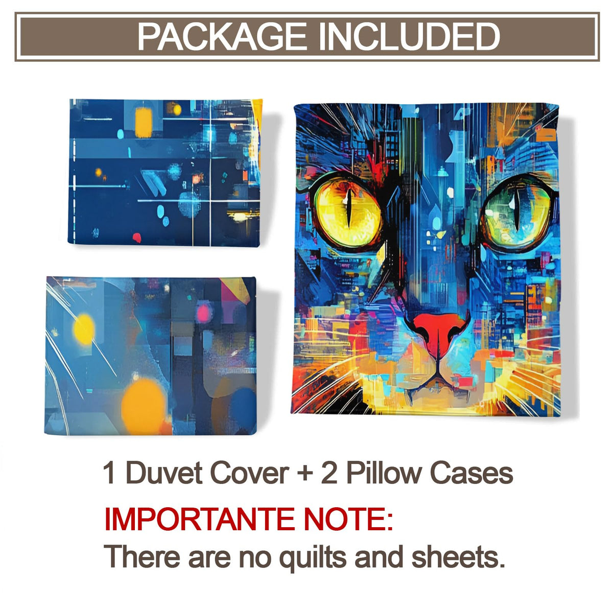 ZAMODE Cat Duvet Cover Queen Size, Mystic Pet Kitten Comforter Cover 90" x 90" & 2 Pillowcases, Sci-Fi Cats Bedding Set with Zipper Ties