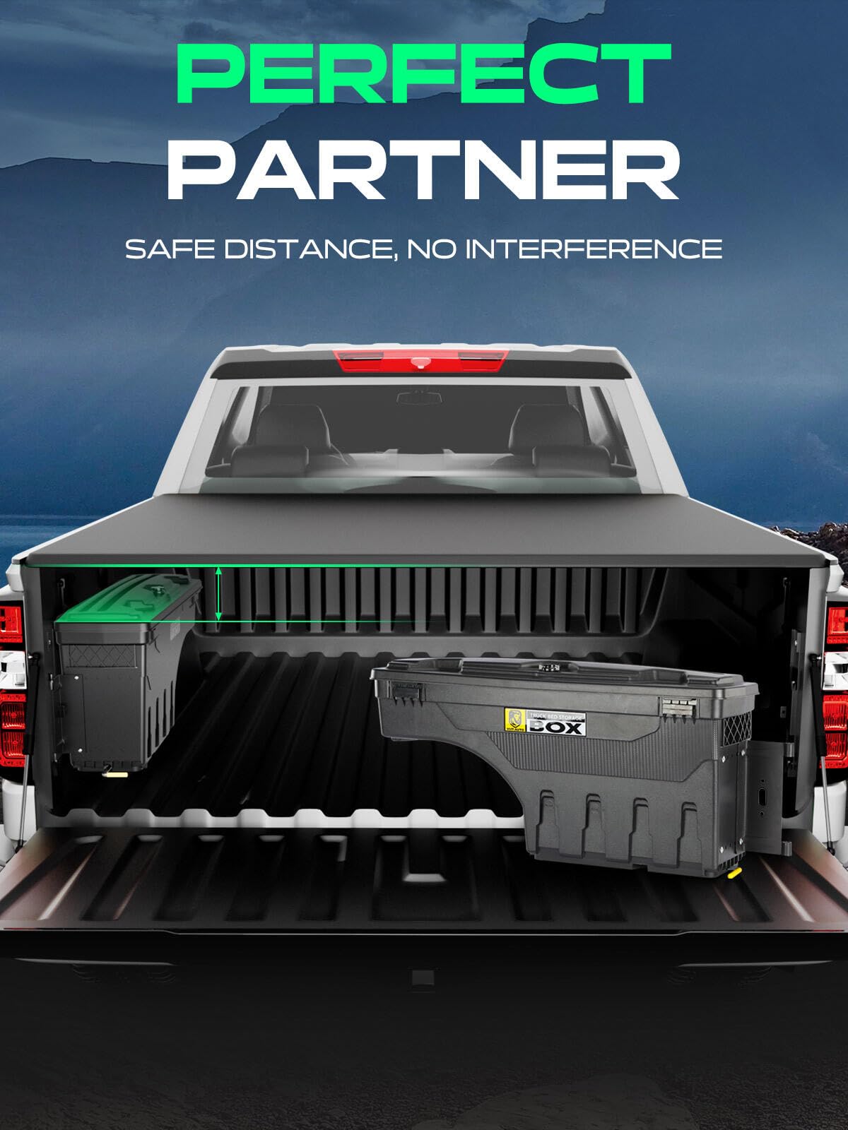 YHTAUTO Truck Bed Storage Tool Box Lockable Compatible with 1987-2011 Dodge Dakota, Driver Side, Swing Waterproof Wheel Well ToolBox