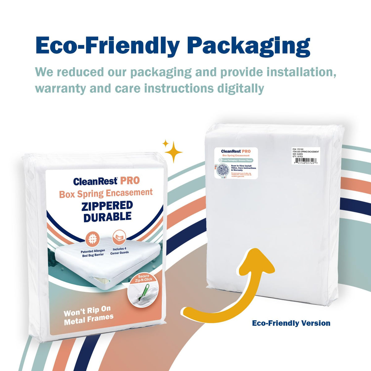 CleanRest PRO Box Spring Encasement - Ultimate Defense Against Allergens, Dust Mites, and More - Water Resistant, MicronOne Allergen Barrier, Zip-N-Click (Queen)