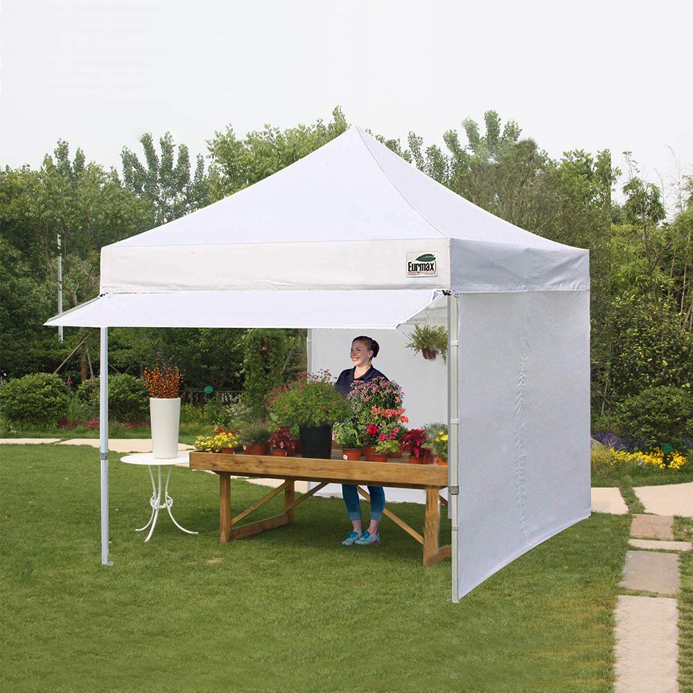 Eurmax USA 10x10 Pop Up Canopy,Commercial Tent with Patented No-Tip Rolling Bag,30sqft Extension Awning & 4 Zippered Removable Walls,UV & Water Resistant,Heavy Duty Instant Shelter Gazebo,Navy Blue
