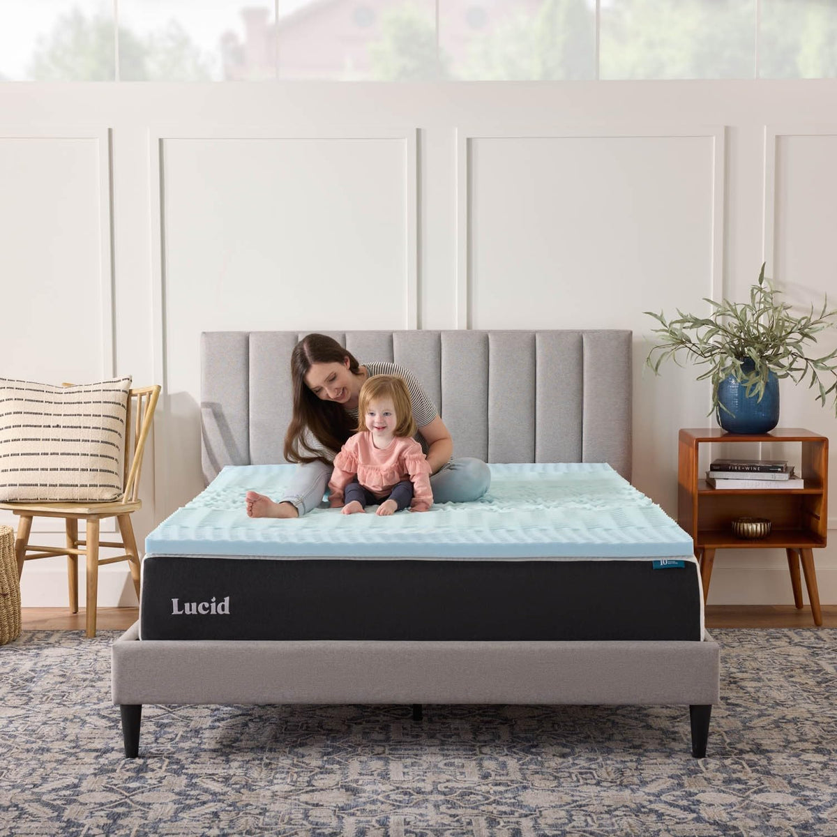 LUCID 2 Inch Gel Memory Foam Mattress Topper, King size – 5 Zones – Cooling Gel Infusion – CertiPur Certified Foam