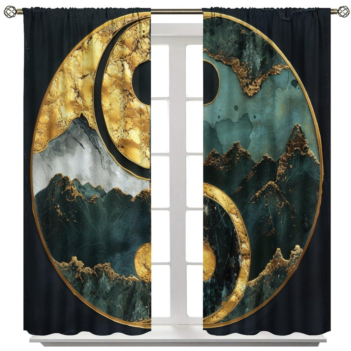 Brebasf Modern Natural Yin Yang Marble Rod Pocket Blackout Curtains Abstract Geometric Painting Art Mountain Marble Curtains Window Treatment for Living Room-2 Panels 45" L x 21" W