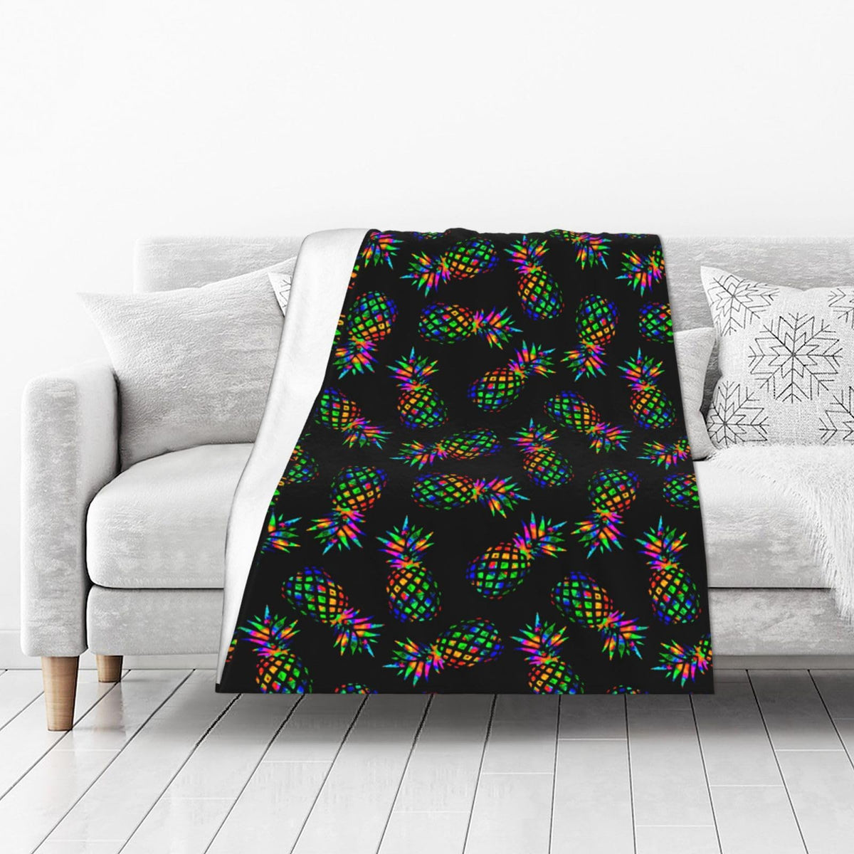 Tropical Pineapple Throw Blanket Gifts Soft Warm Fleece Blankets for Bed Chair Car Sofa Couch Bedroom 50 X40 Inch