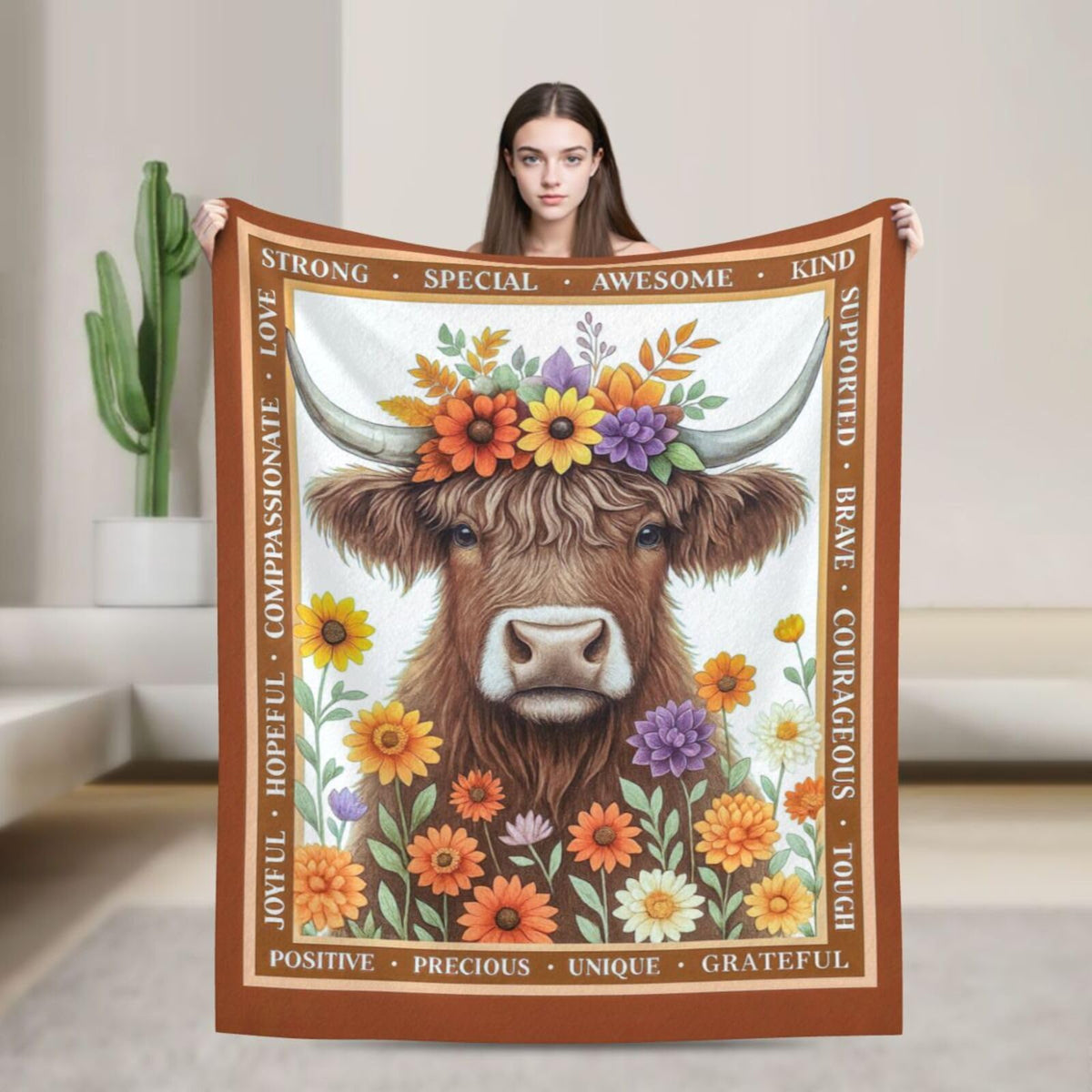 Highland Cow Blanket Cute Cattle Throw Blanket Soft Warm Cozy Fleece Fuzzy Plush Highland Cow Flannel Blankets Gifts for Boys Girls Women Kids Adults 40"X50"
