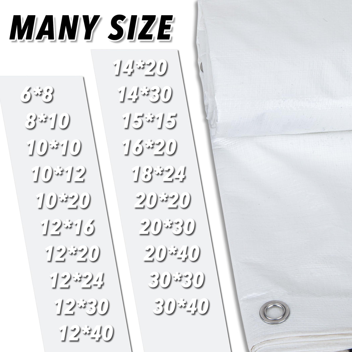 CARTMAN Finished Size 30x40 Feet 10 Mil White Heavy Duty Poly Tarp, Multipurpose Protective Cover, UV Resistant, Waterproof Poly Tarpaulin with Reinforced Edges Tarpaulin with Reinforced Edges