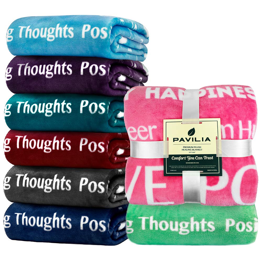 PAVILIA Healing Blanket, Get Well Soon Gift, Soft Hug Compassion Fleece Throw Blanket for Women Men, Comfort Caring Inspirational Patient Blanket, Positive Thoughts Prayer Throw, Gray