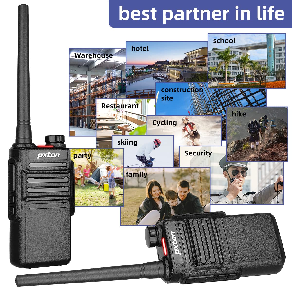 pxton Waterproof walkie talkies for Adults, Work,and Outdoor. walkie talkies Long Range with Headphones and Fast Charger Dock,Handheld Two Way radios Rechargeable NOAA walkie Talkie (10 Pack)