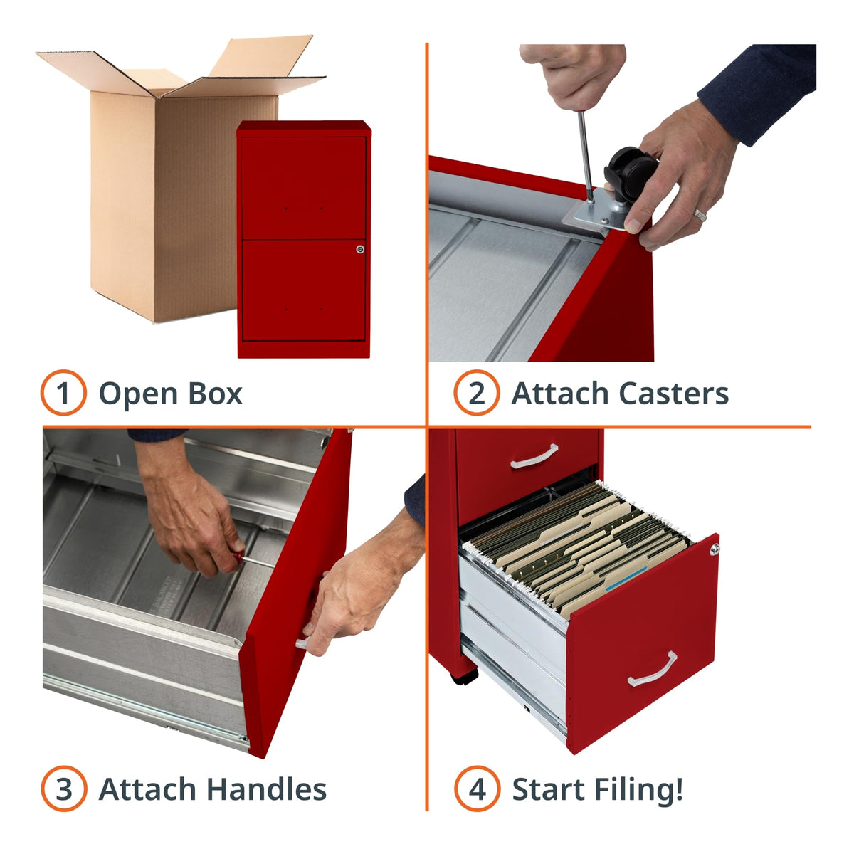 Lorell LYS SOHO File/File Mobile File Cabinet, Red