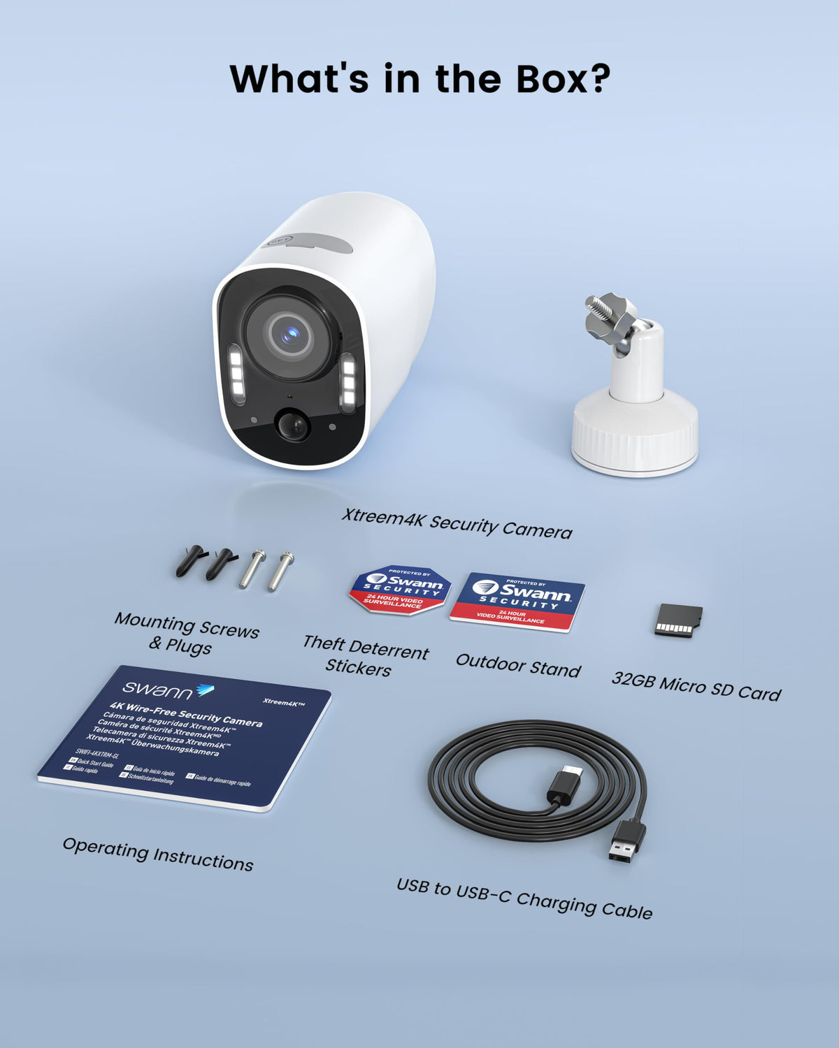 Swann Xtreem 4K Wireless Security Camera, Wireless Camera with 32GB Micro SD & Cloud Storage, Indoor & Outdoor Surveillance, Ideal for Baby Monitor & Home, 2-Way Talk, Wi-Fi, No Monthly Fee, 4KXTRM-GL