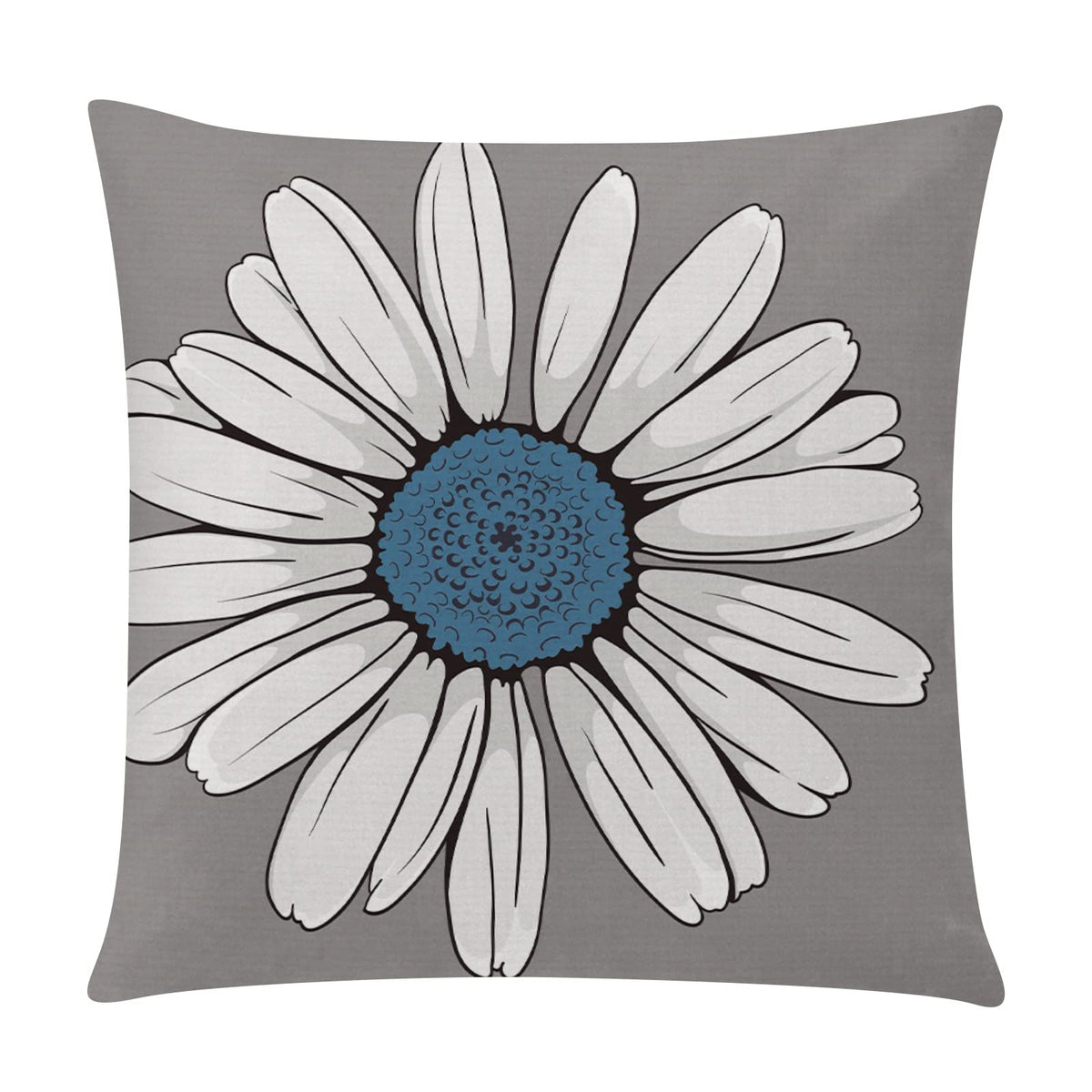 COMMINY Blue Grey Pillow Covers 18x18 Set of 6 Decorative Daisy Flower Throw Pillow Cover for Couch Modern Pillow Case for Patio Living Room Cushion Bed Farmhouse Home Decor