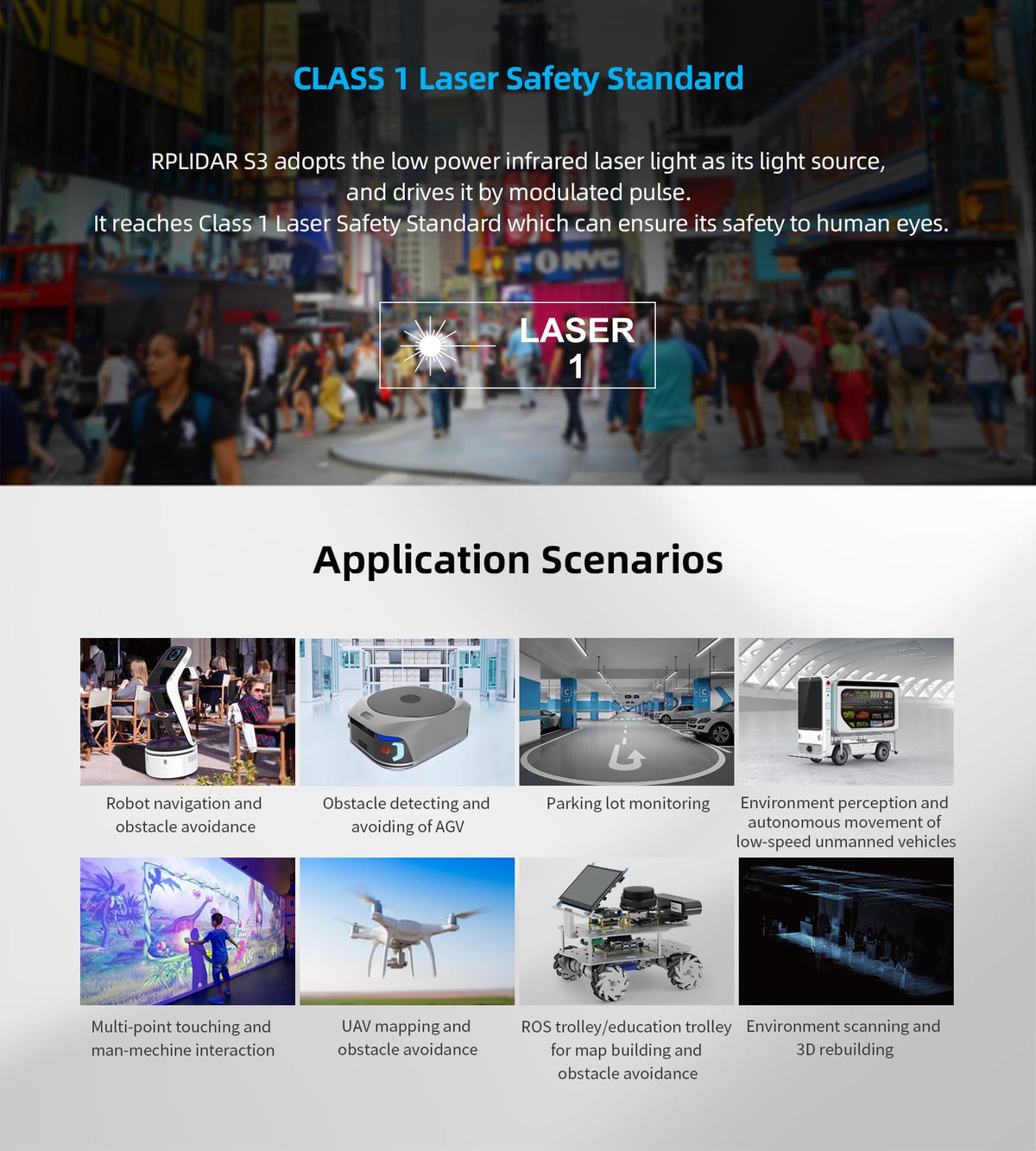 WayPonDEV RPLIDAR S3 Lidar Sensor 2D 360 Degree 40 Meters Scanning Radius IP65 ROS SLAM LIDAR Sensor Scanner for Obstacle Avoidance and Navigation of Robots (TTL UART)