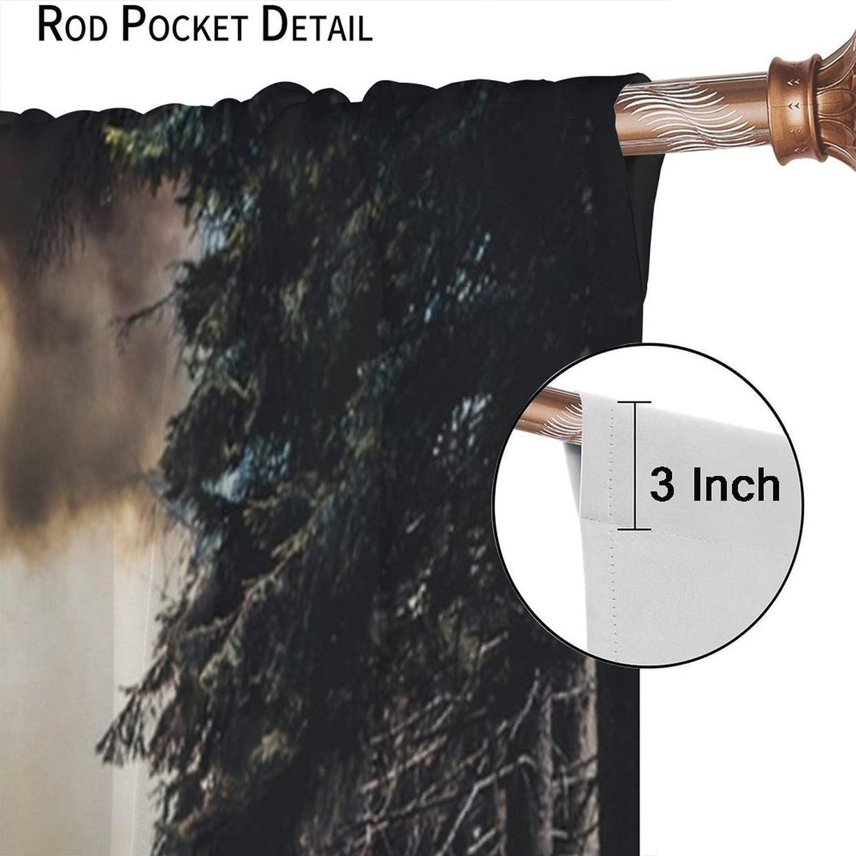 Train Curtains, Retro Country Forest Steam Train Pattern Drapes for Bedroom Living Room Kitchen Window Treatment 2 Panels Set Total Size 42" W X 45" L Inch