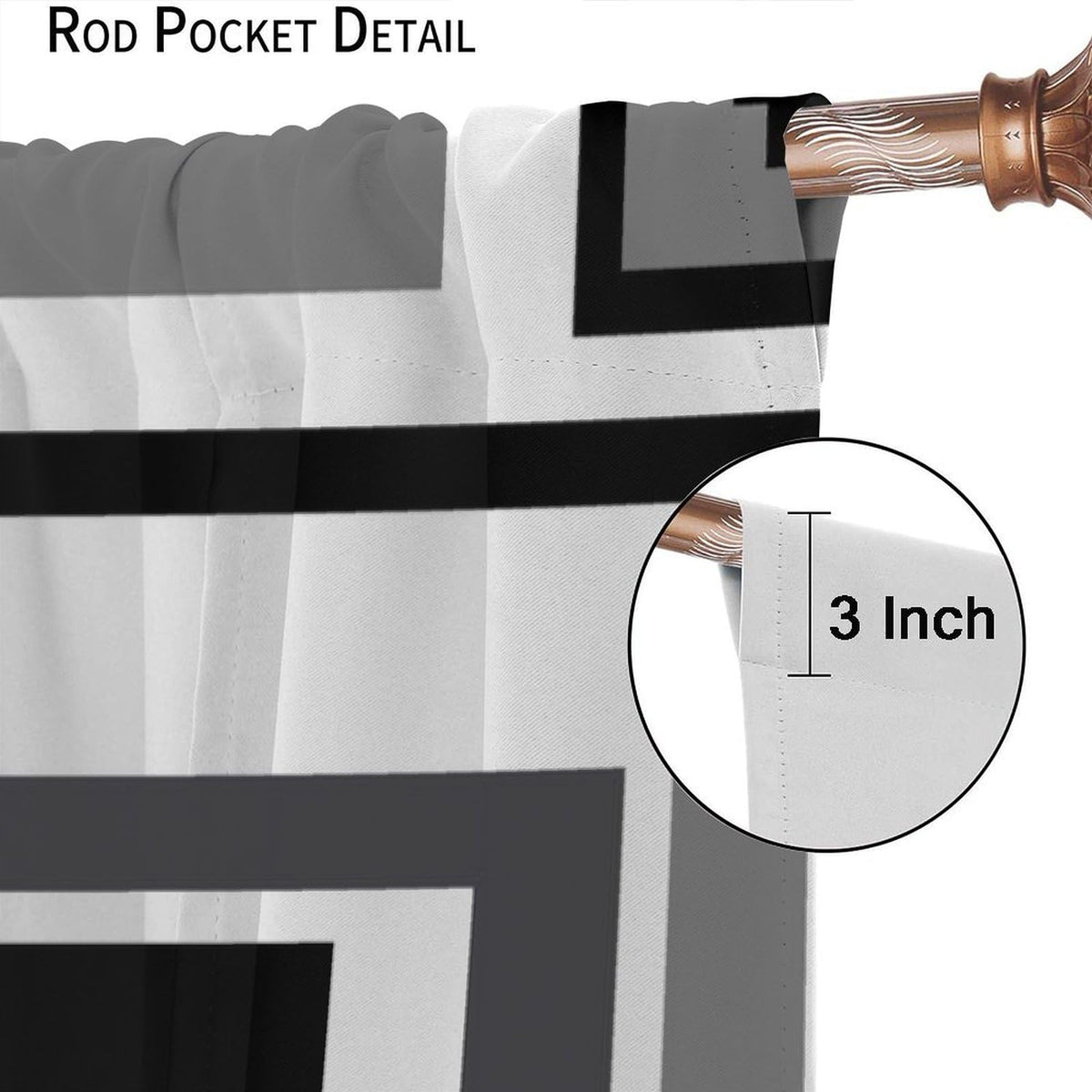 Black and White Curtains Modern Geometric Gray Abstract Black and Grey Blackout Rod Pocket Curtains for Bedroom Living Room Kitchen Decor Thermal Insulated Window Drapes 2 Panel Set 42x45 Inch