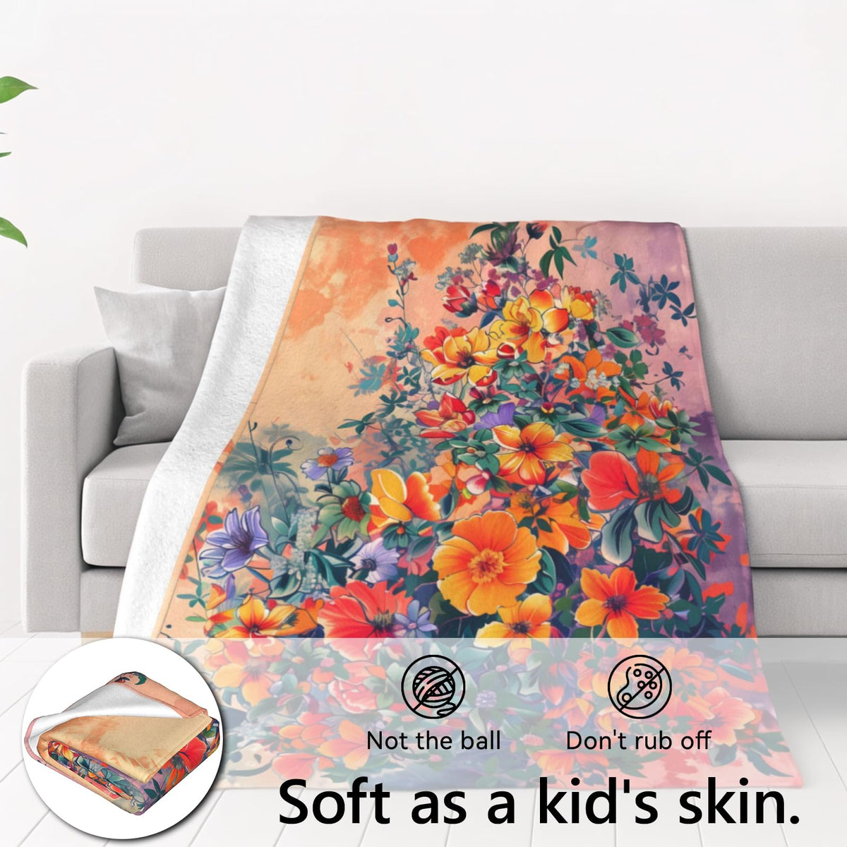 zbezbe Japanese Garden Cherry Blossom Flannel Blanket Red Bridge and Pagoda Throw Blankets Lightweight Soft for Party Chair Bed Sofa Camping Travel,Home Decor,Gifts Women,50x60in